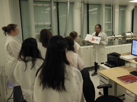 students on lab tour