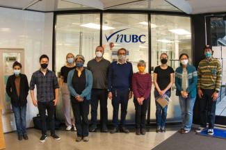 L-R: Marg Amini, Dave Daquioag, Brooke Hoppstock-Mattson (PhD candidate), Alice Chang, Corey Wall, President Alejandro Adem, Dominique Weis, Kathy Gordon, Vivian Lai, Dylan Spence (PhD candidate)